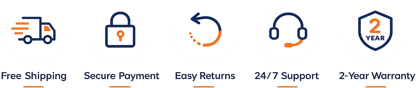 Free Shipping · Secure Payment · Easy Returns · 24/7 Support · 2-Year Warranty